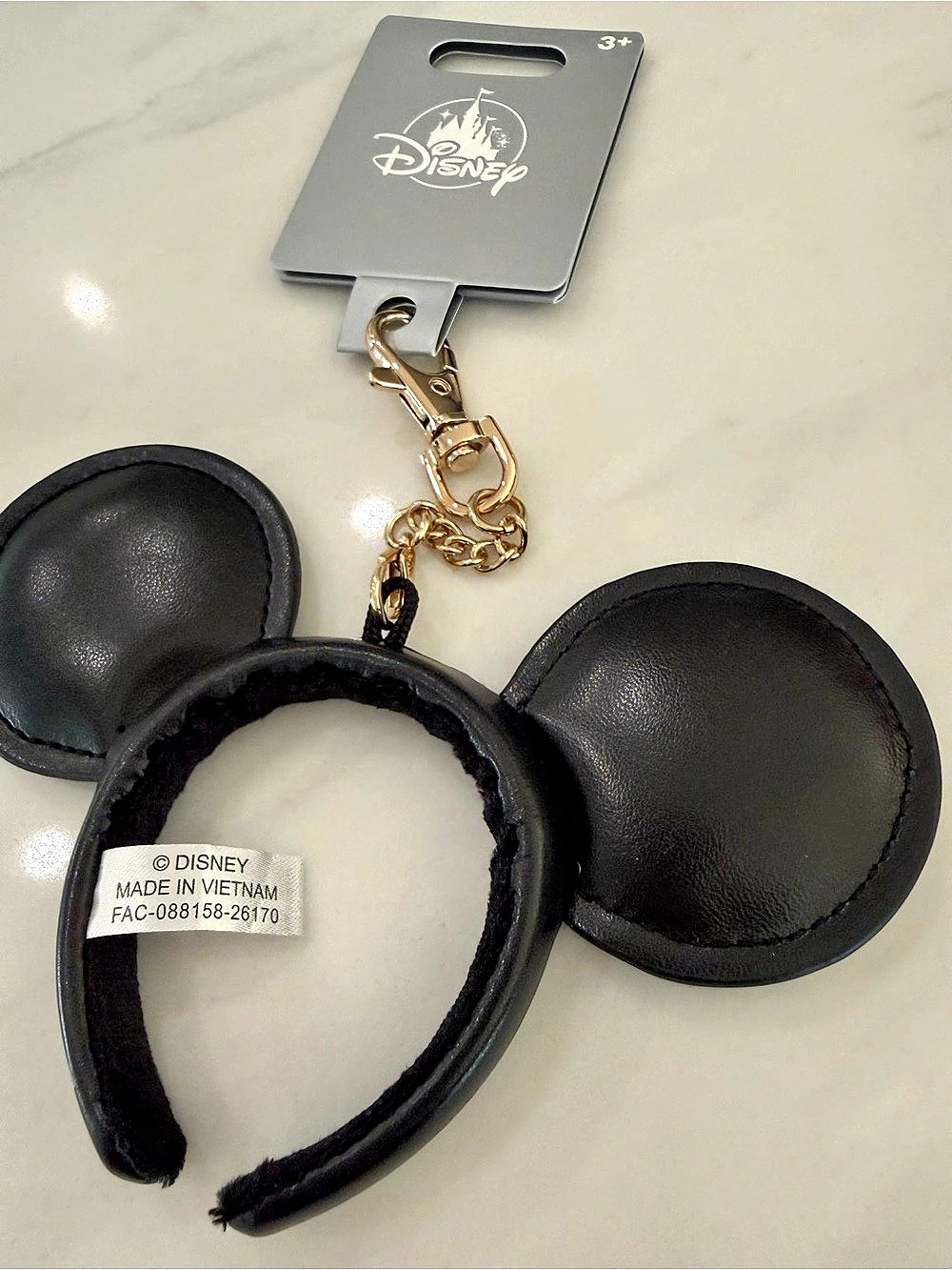 2026 Disney Parks Mickey Mouse Black Headband Ears Clip Charm Keychain NEW